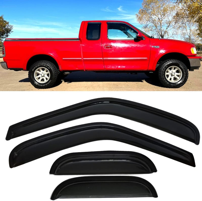 TONOYTIM Window Visors Rain Guards Side Wind Deflectors for Ford 1997-2003 F150 1997-1999 F250 Light Duty Super/Extended Cab, Vent Guard Shade Sun 94808 4-Pieces Set - Image 1